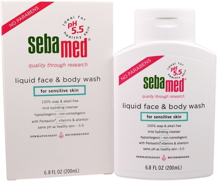 Liquid Face & Body Wash, 6.8 fl oz (200 ml) by Sebamed USA, 沐浴，美容，沐浴露，面部護理，皮膚型酒渣鼻，敏感肌膚 HK 香港