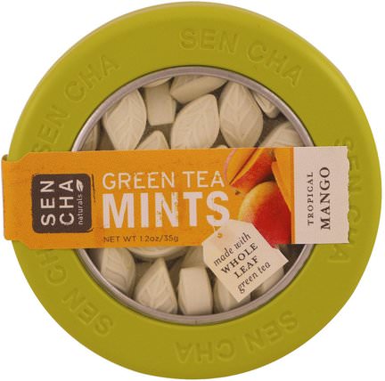 Green Tea Mints, Tropical Mango, 1.2 oz (35 g) by Sencha Naturals, 補充劑，抗氧化劑，綠茶，沐浴，美容，口腔牙科護理 HK 香港