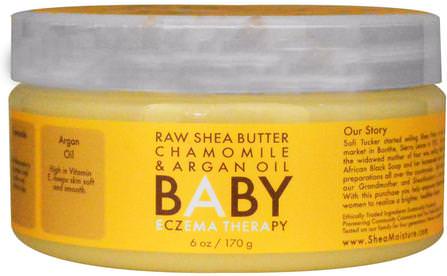 Baby Eczema Therapy, Raw Shea Butter Chamomile & Argan Oil, 6 oz (170 g) by Shea Moisture, 沐浴，美容，摩洛哥堅果乳液和黃油，潤膚露，嬰兒潤膚露 HK 香港