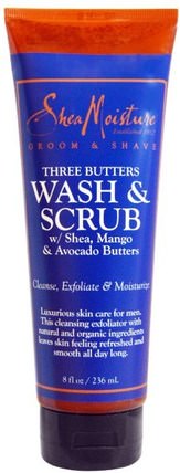 Groom & Shave, Three Butters, Wash & Scrub, 8 fl oz (236 ml) by Shea Moisture, 沐浴，美容，沐浴露，男士個人護理 HK 香港