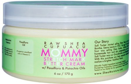 Mommy, Stretch Mark Butter Cream, 6 oz (170 g) by Shea Moisture, 健康，皮膚，妊娠紋疤痕 HK 香港