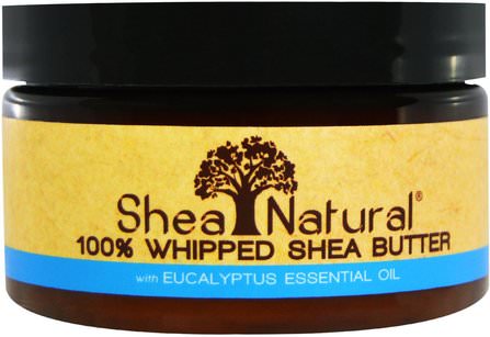100% Whipped Shea Butter With Eucalyptus Essential Oil, 3.2 oz (90 g) by Shea Natural, 洗澡，美容，乳木果油 HK 香港