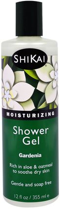 Moisturizing Shower Gel, Gardenia, 12 fl oz (355 ml) by Shikai, 洗澡，美容，沐浴露 HK 香港