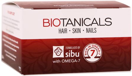 Biotanicals, Hair, Skin, Nails with Omega-7, 60 Vegetarian Softgels by Sibu Beauty, 洗澡，美容，頭髮稀疏和再生，女性 HK 香港