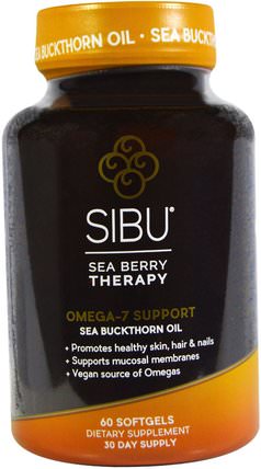Sea Berry Therapy, Omega-7 Support, Sea Buckthorn Oil, 60 Softgels by Sibu Beauty, 浴，美容，沙棘美容，歐米茄-7 HK 香港