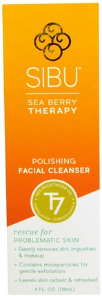 Sea Berry Therapy, Polishing Facial Cleanser, Sea Buckthorn Oil, T7, 4 fl oz (118 ml) by Sibu Beauty, 美容，面部護理，皮膚，洗面奶 HK 香港