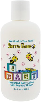 Baby Lotion with Manuka Honey, Unscented, 8.8 fl oz (260 ml) by Sierra Bees, 美容，面部護理，麥盧卡蜂蜜護膚，山脈蜜蜂寶寶 HK 香港
