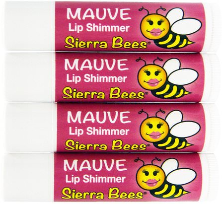 Tinted Lip Shimmer Balms, Mauve, 4 Packs by Sierra Bees, 沐浴，美容，口紅，光澤，眼線，唇部護理，唇膏 HK 香港