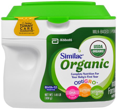 Organic Infant Formula with Iron, Powder, Birth to 12 Months, 1.45 lb (658 g) by Similac, 兒童健康，嬰兒配方奶粉和奶粉，有機配方，常規餵養 HK 香港