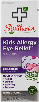 Kids Allergy Eye Relief, Sterile Eye Drops, Ages 2+, 0.33 fl oz (10 ml) by Similasan, 補品，順勢療法，眼部護理，視力保健，滴眼液 HK 香港