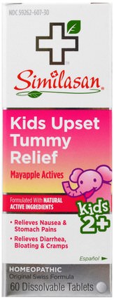 Kids Upset Tummy Relief, Mayappl Actives, Kids Ages 2+, 60 Dissolvable Tablets by Similasan, 補品，順勢療法，兒童健康 HK 香港