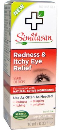 Redness & Itchy Eye Relief, 0.33 fl oz (10 ml) by Similasan, 健康，眼部護理，視力保健，滴眼液，補品，順勢療法過敏 HK 香港