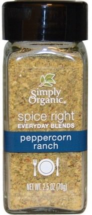 Peppercorn Ranch, 2.2 oz (70 g) by Simply Organic Organic Spice Right Everyday Blends, 食物，素食，香料和調味料 HK 香港