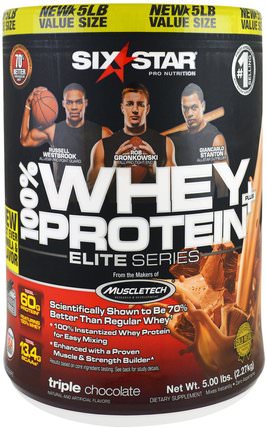 Elite Series, 100% Whey Protein Plus, Triple Chocolate, 5.00 lbs (2.27 kg) by Six Star, 運動，補品，乳清蛋白 HK 香港