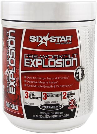 Pre-Workout Explosion, Fruit Punch, 7.30 oz (207 g) by Six Star, 健康，能量，運動 HK 香港