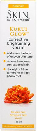 Kukui Glow, Corrective Brightening Cream, 1 fl oz by Skin By Ann Webb, 美容，面部護理，美白面部護理，面霜，乳液 HK 香港
