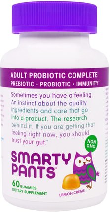 Adult Probiotic Complete, Lemon Creme, 60 Gummies by SmartyPants, 補充劑，益生菌 HK 香港