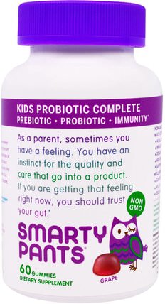 Kids Probiotic Complete, Grape, 60 Gummies by SmartyPants, 補充劑，gummies，益生菌，兒童益生菌 HK 香港
