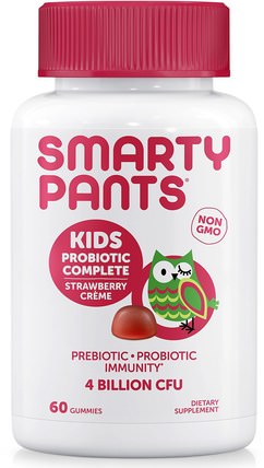 Kids Probiotic Complete, Strawberry Creme, 4 Billion CFU, 60 Gummies by SmartyPants, 補充劑，gummies，益生菌，兒童益生菌 HK 香港