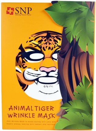 Animal Tiger Wrinkle Mask, 10 Masks x (25 ml) Each by SNP, 洗澡，美容，面膜，面膜 HK 香港