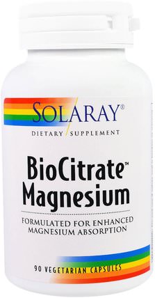 BioCitrate Magnesium, 90 Veggie Caps by Solaray, 補充劑，礦物質，檸檬酸鎂 HK 香港