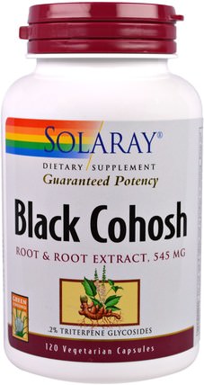 Black Cohosh, 545 mg, 120 Veggie Caps by Solaray, 健康，女性，黑升麻 HK 香港