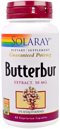 Butterbur, Extract, 50 mg, 60 Veggie Caps by Solaray, 健康，過敏，蜂斗菜 HK 香港