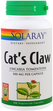 Cats Claw, 500 mg, 100 Veggie Caps by Solaray, 草藥，貓爪（ua de gato） HK 香港
