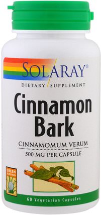 Cinnamon Bark, 60 Veggie Caps by Solaray, 草藥，肉桂提取物 HK 香港