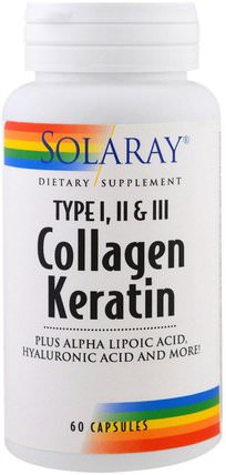 Collagen Keratin, Type I, II, III, 60 Capsules by Solaray, 健康，骨骼，骨質疏鬆症，膠原蛋白，關節健康 HK 香港