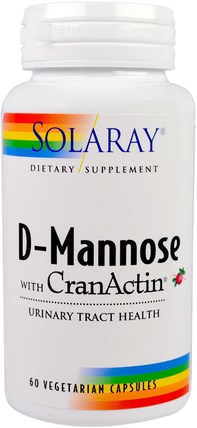 D-Mannose, with CranActin, 60 Vegetarian Capsules by Solaray, 補充劑，d-甘露糖 HK 香港