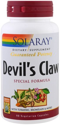 Devils Claw Special Formula, 90 Veggie Caps by Solaray, 健康，炎症，惡魔爪 HK 香港