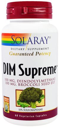 DIM Supreme, 60 Veggie Caps by Solaray, 補充劑，二吲哚基甲烷（暗） HK 香港
