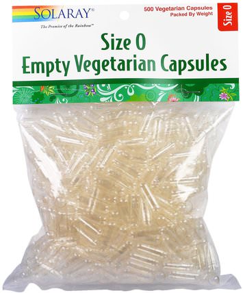 Empty Vegetarian Capsules, Size 0, 500 Veggie Caps by Solaray, 補充劑，空膠囊，空膠囊0 HK 香港