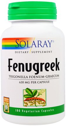 Fenugreek, 620 mg, 180 Vegetarian Capsules by Solaray, 健康，血糖支持，胡蘆巴 HK 香港