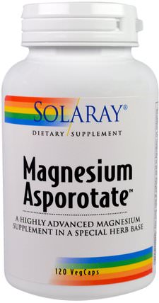 Magnesium Asporotate, 120 VegCaps by Solaray, 補品，礦物質，鎂 HK 香港