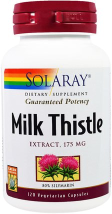 Milk Thistle Extract, 175 mg, 120 Vegetarian Capsules by Solaray, 健康，排毒，奶薊（水飛薊素） HK 香港