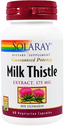 Milk Thistle Extract, 175 mg, 60 Vegetarian Capsules by Solaray, 健康，排毒，奶薊（水飛薊素） HK 香港