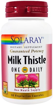 Milk Thistle, One Daily, 30 Vegetarian Capsules by Solaray, 健康，排毒，奶薊（水飛薊素） HK 香港