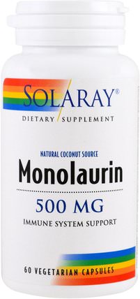 Monolaurin, 500 mg, 60 Veggie Caps by Solaray, 健康，感冒和病毒，免疫系統 HK 香港
