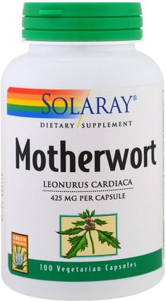 Motherwort, 425 mg, 100 Veggie Caps by Solaray, 草藥，益母草，健康 HK 香港