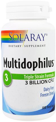 Multidophilus, Triple Strain Formula, 100 Veggie Caps by Solaray, 補充劑，益生菌 HK 香港