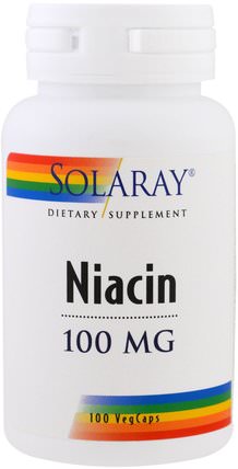 Niacin, 100 mg, 100 Veggie Caps by Solaray, 維生素，維生素b HK 香港