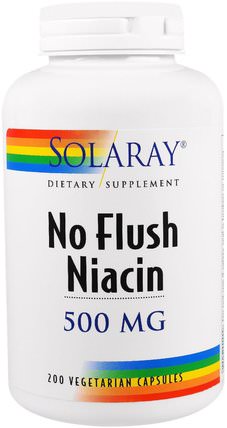 No Flush Niacin, 500 mg, 200 Vegetarian Capsules by Solaray, 維生素，維生素B，維生素b3，菸酸沖洗 HK 香港