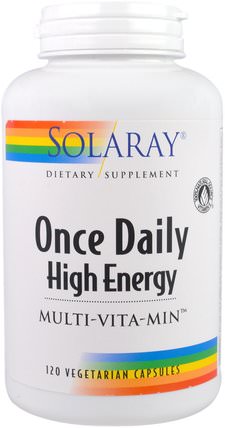 Once Daily High Energy, Multi-Vita-Min, 120 Vegetarian Capsules by Solaray, 維生素，多種維生素 HK 香港