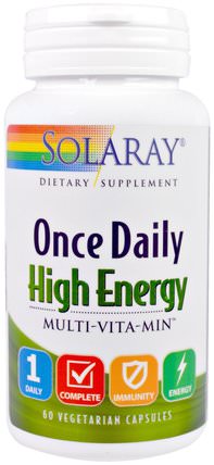 Once Daily High Energy, Multi-Vita-Min, 60 Vegetarian Capsules by Solaray, 維生素，多種維生素 HK 香港