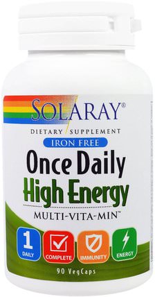 Once Daily High Energy, Multi-Vita-Min, 90 VegCaps by Solaray, 維生素，多種維生素 HK 香港