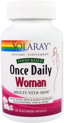 Once Daily, Woman, Multi-Vita-Min, 90 Veggie Caps by Solaray, 維生素，女性多種維生素 HK 香港