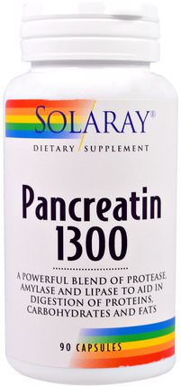 Pancreatin 1300, 90 Capsules by Solaray, 補充劑，酶，胰酶 HK 香港