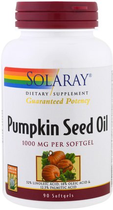 Pumpkin Seed Oil, 1000 mg, 90 Softgels by Solaray, 補充劑，efa omega 3 6 9（epa dha），南瓜籽油 HK 香港